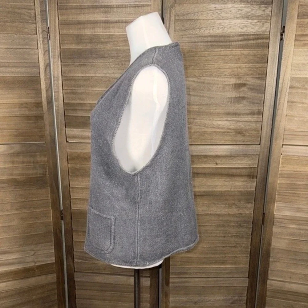Structure Sweater Vest Mens Large La Collezioni Gray Full Zip Ramie Cotton Blend